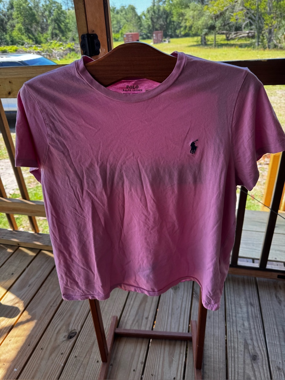 Polo by Ralph Lauren Pink Crew Tee with Neck Print